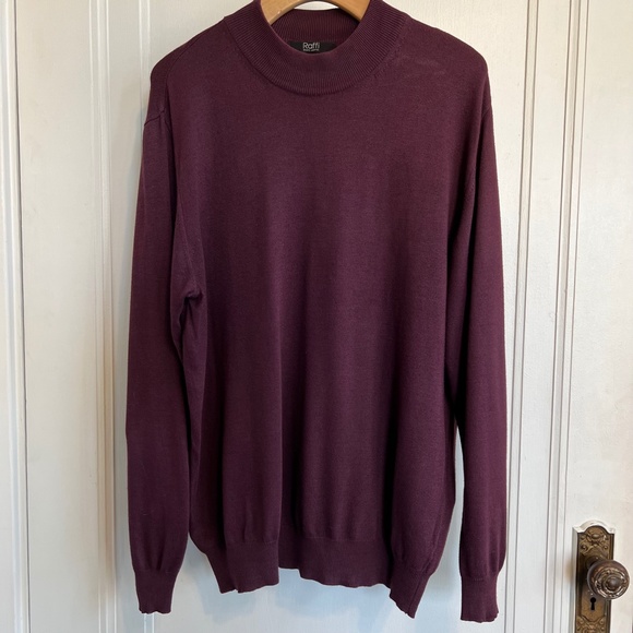 Men's RAFFI LINEA UOMO Burgundy Mock Turtleneck Sweater Size XL - Picture 4 of 4